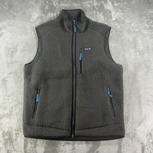 Patagonia Retro X Vest Mens Large Gray Sherpa Fleece Full Zip Pockets Outdoor